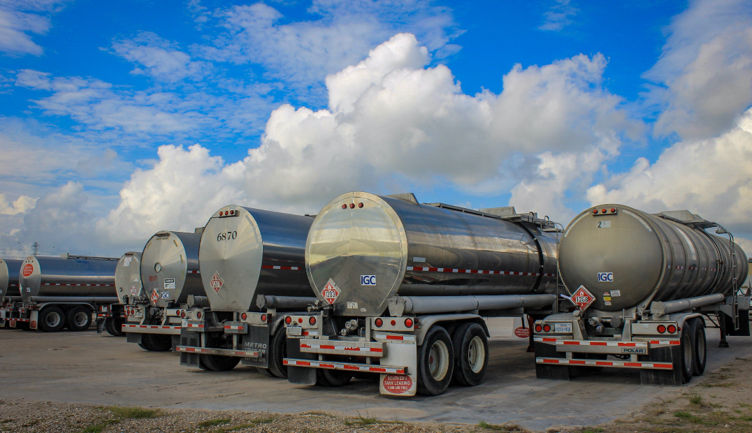 A row of liquid tankers